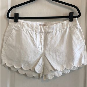 Jcrew Scallop Hem Linen Shorts